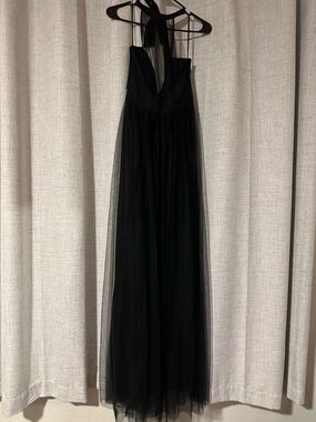 Fashion Nova Black Halter Tulle Maxi Dress